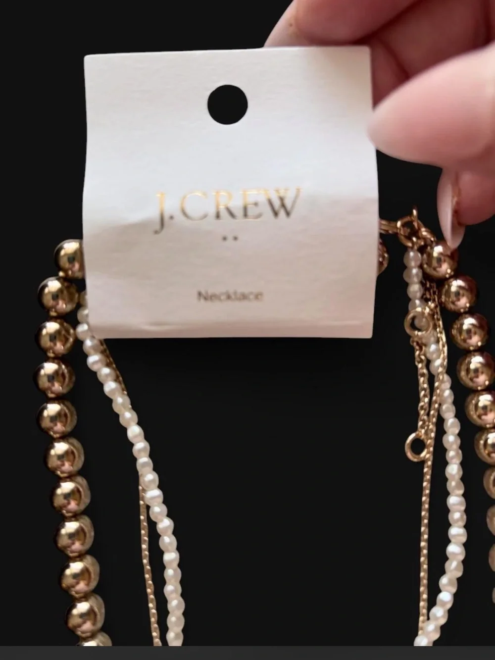 J. Crew Gold and White Layered Heart Pendant Necklace